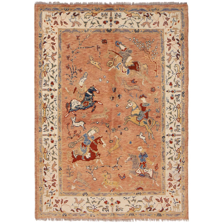 Handmade Picture Area Rug 4' 4" x 5' 10" - No. AL97302