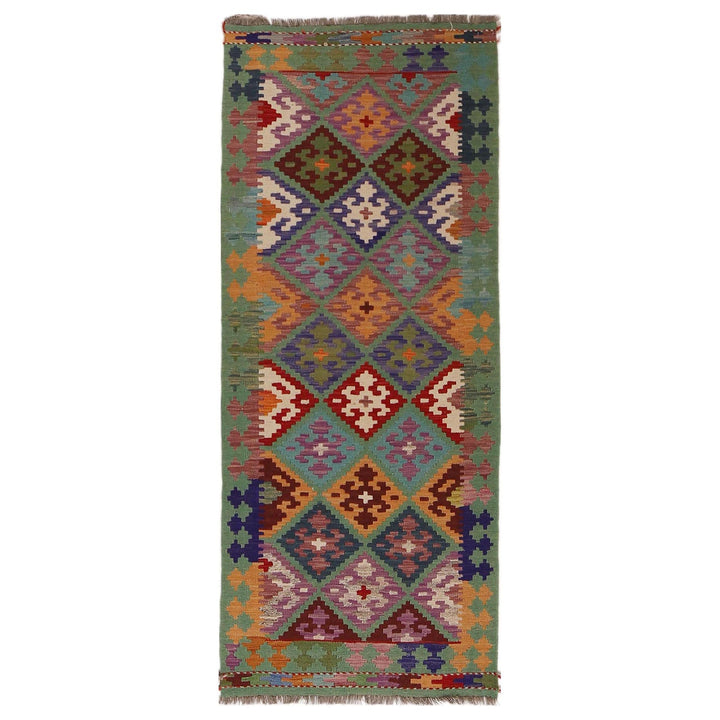 Hand Knotted Afghan Style Kilim Runner 2' 9"x 6' 9" - No. AL94608
