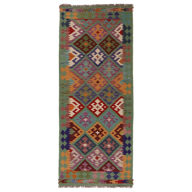 Hand Knotted Afghan Style Kilim Runner 2' 9"x 6' 9" - No. AL94608