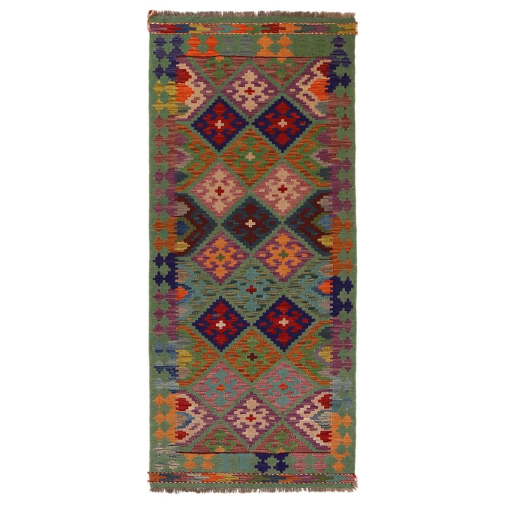 Hand Knotted Afghan Style Kilim Runner 2' 9"x 6' 6" - No. AL32572
