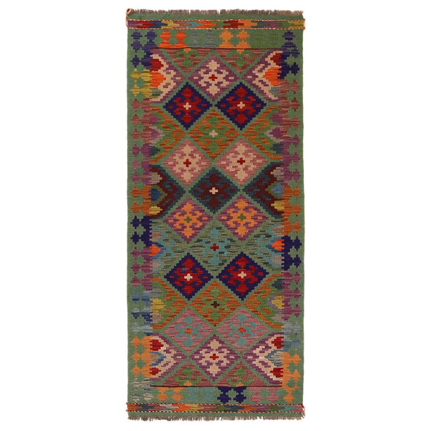 Hand Knotted Afghan Style Kilim Runner 2' 9"x 6' 6" - No. AL32572