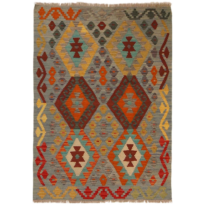 Handmade Turkish Design Wool Kilim 3' 4" x 4' 9" - No. AL82252