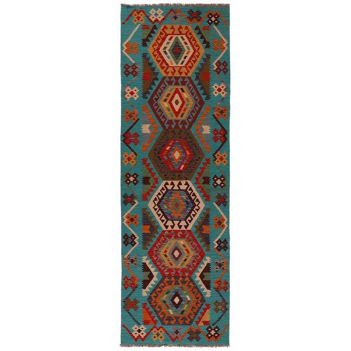 Handmade Turkish Design Wool Kilim Runner 2' 10" x 9' 9" - No. AL64287