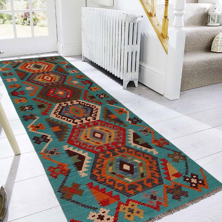 Handmade Turkish Design Wool Kilim Runner 2' 10" x 9' 9" - No. AL64287