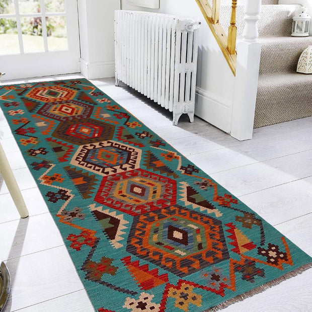 Handmade Turkish Design Wool Kilim Runner 2' 10" x 9' 9" - No. AL64287