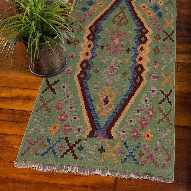 Hand Woven Wool Kelim Runner 2' 9"x 6' 3" - No. AL95537