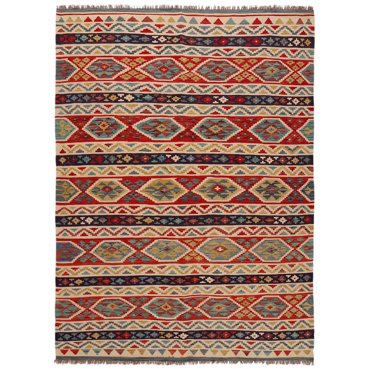Multi Color ful Flat-Weave Wool Kilim 5' 9" x 8' 0" - No. AL70346