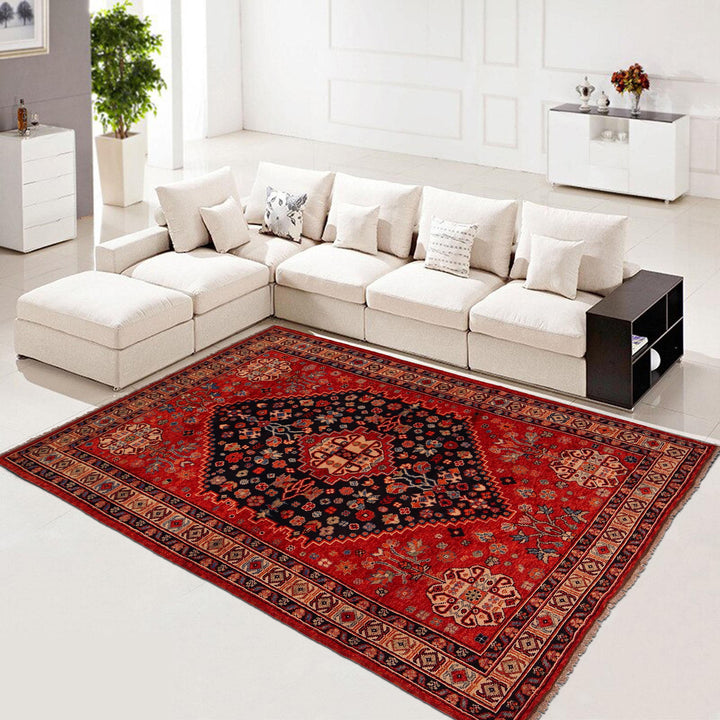 Red Afghan Shirazi Rug 6'7" x 9'8" Hand-Knotted view 9