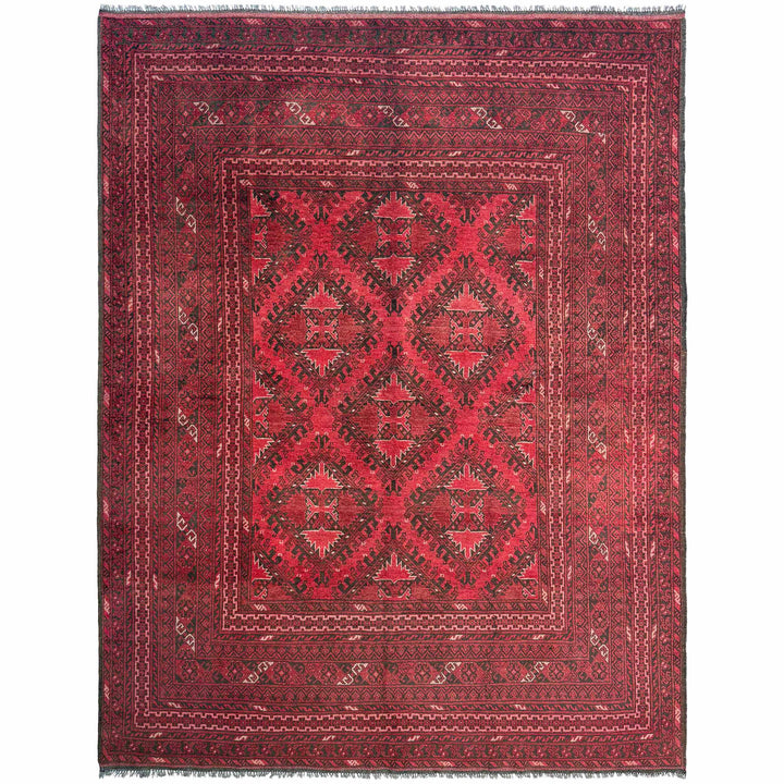 Red Afghan Khal Mohammadi Rug 6' 8" x 9' 5" Hand-Knotted
