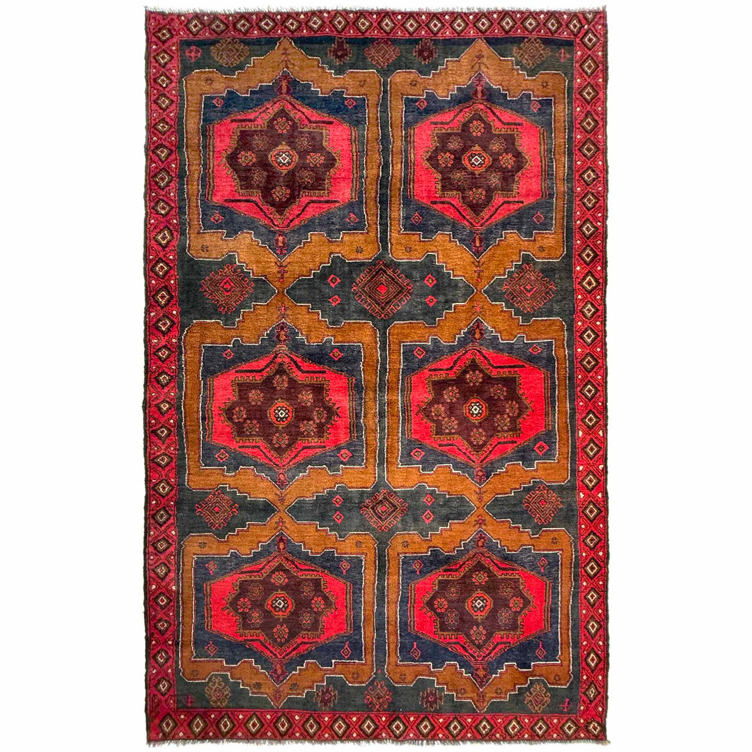 Afghan Baluchi Rug 4' 8" x 8' 7" Hand-Knotted