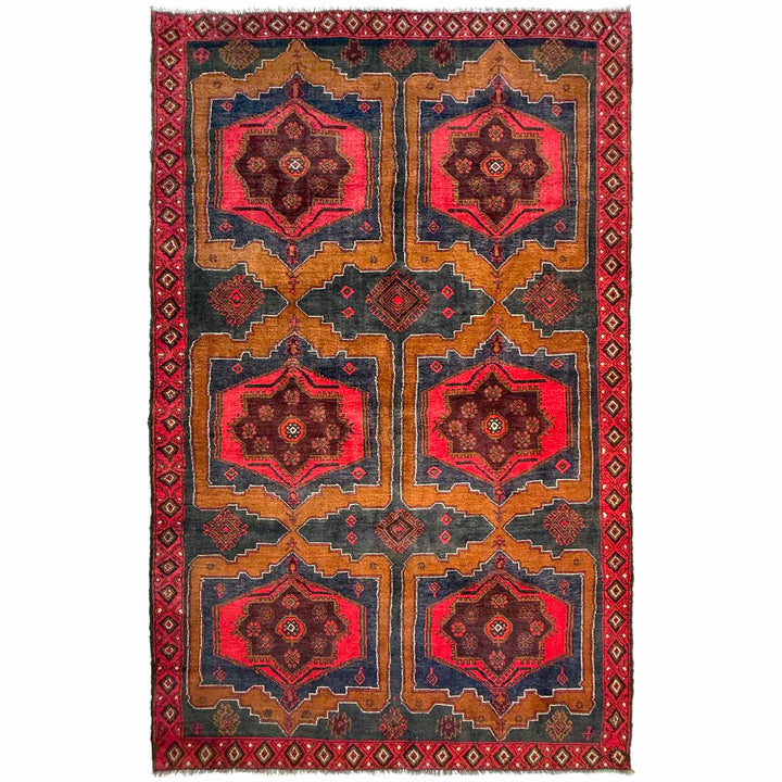 Afghan Baluchi Rug 4' 8" x 8' 7" Hand-Knotted