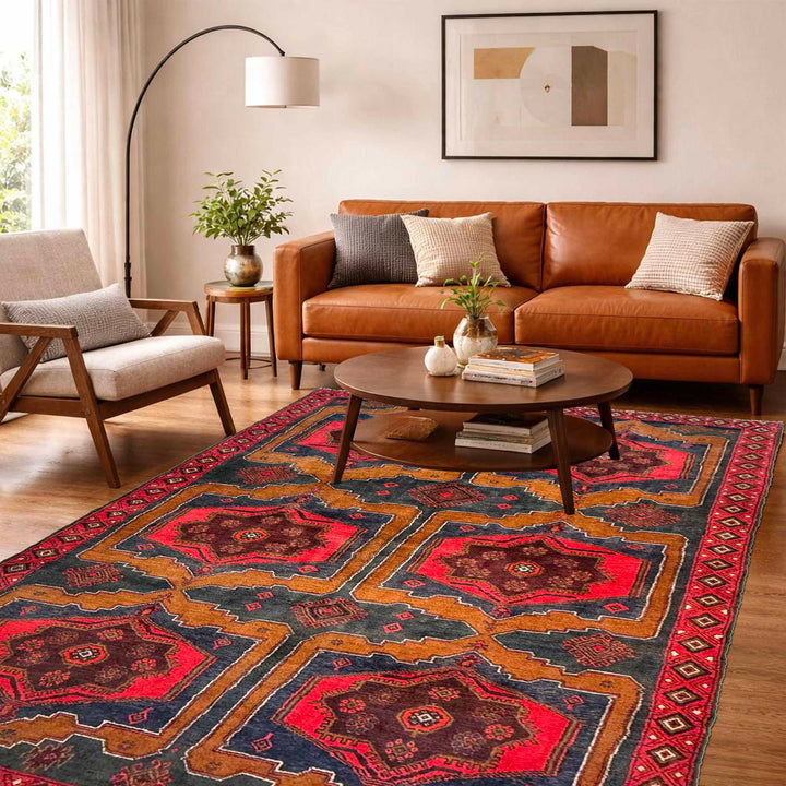 Afghan Baluchi Rug 4' 8" x 8' 7" Hand-Knotted reverse