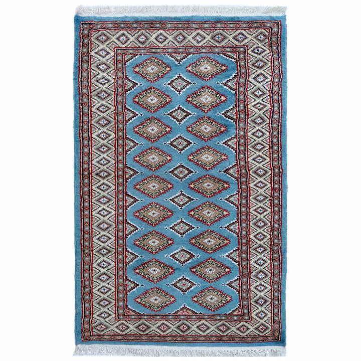 Blue Pakistani Jaldar Rug 3' 1" x 5' 3" Hand-Knotted | No. AL37918