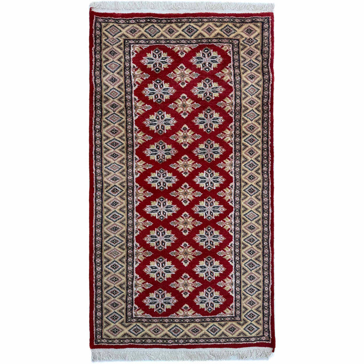 Red Pakistani Jaldar Rug 3' 1" x 5' 2" Hand-Knotted | No. AL77253