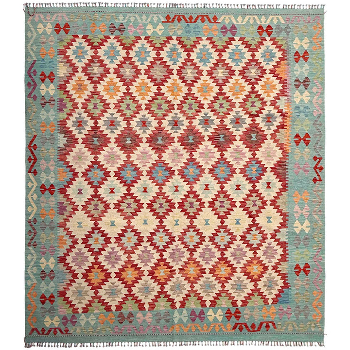 Afghan Vegetable Kilim Rug 8' 4" x 9' 11" Flat-Weave