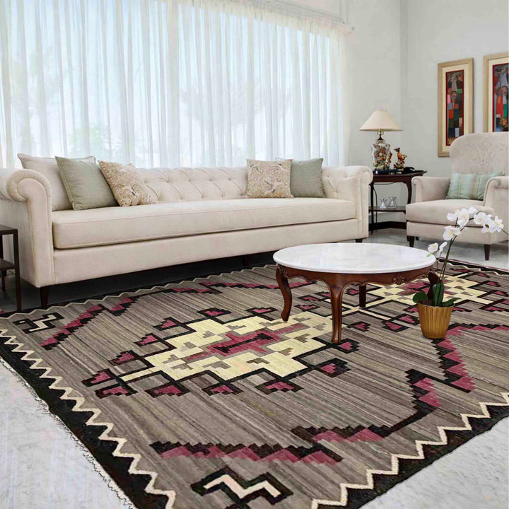 Hand Knotted Afghan Style Kilim 6' 6" x 8' 8" - No. AL105488