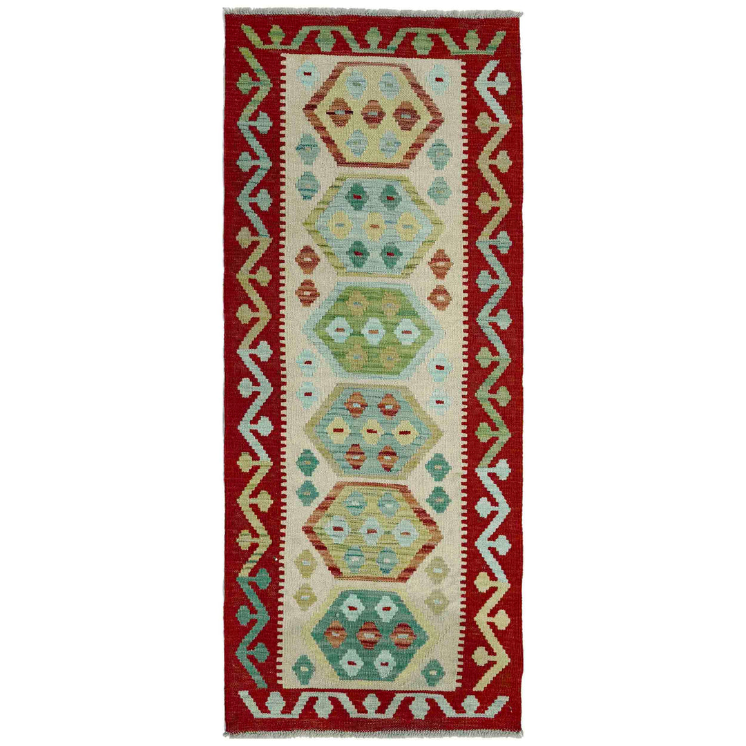 Afghan Vegetable Kilim Rug 2' 0" x 5' 8" Flat-Weave