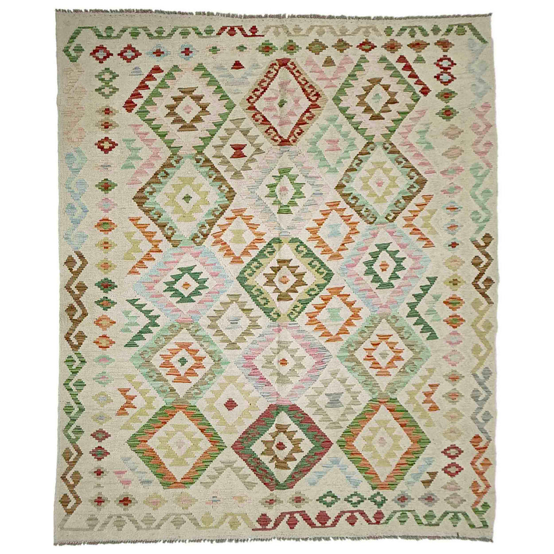 Afghan Vegetable Kilim Rug 5'9" x 7'9" Flat-Weave