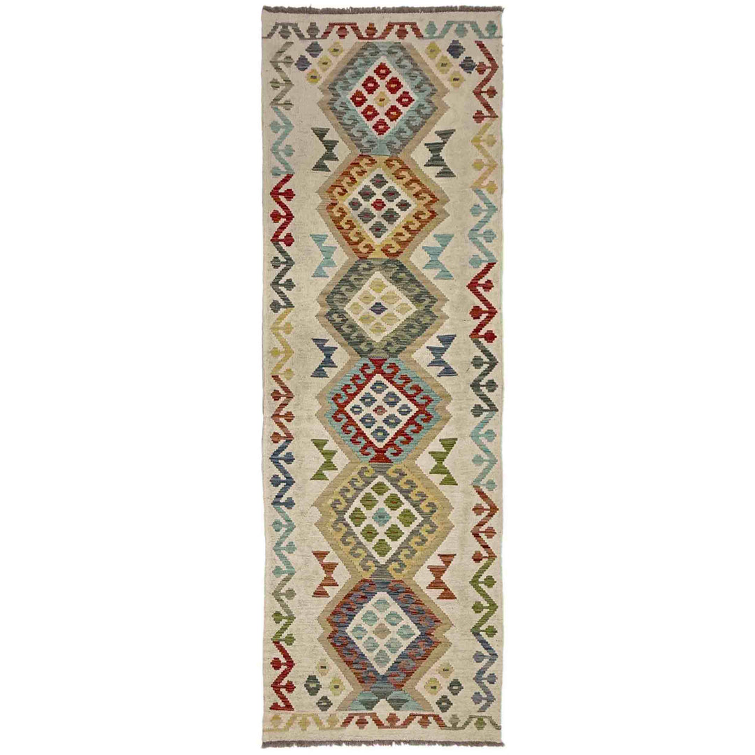 Handmade Turkish Design Wool Kilim Runner 2' 7" x 9' 5" - No. AL861483
