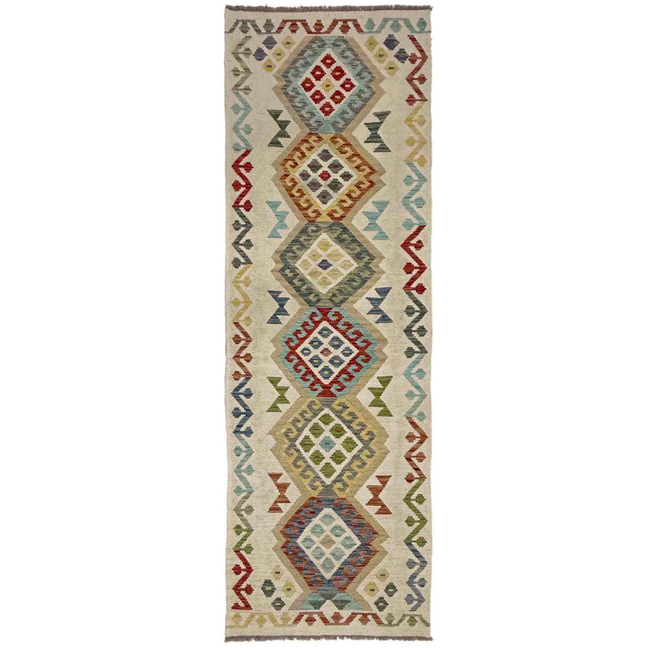 Handmade Turkish Design Wool Kilim Runner 2' 7" x 9' 5" - No. AL861483