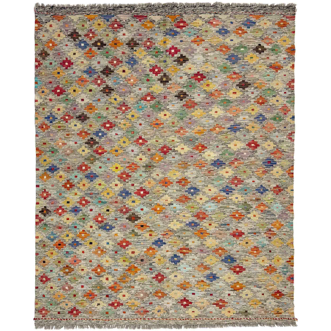 Afghan Vegetable Kelim Rug 5'1" x 6'6" Flat-Weave