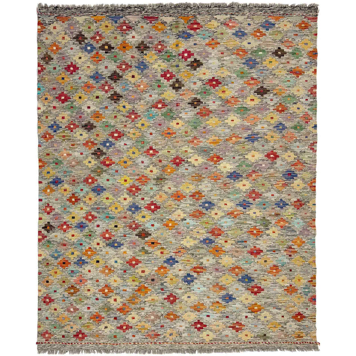 Afghan Vegetable Kelim Rug 5'1" x 6'6" Flat-Weave