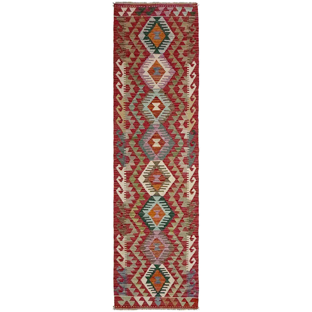 Afghan Vegetable Kilim Rug 2' 2" x 9' 6" Flat-Weave