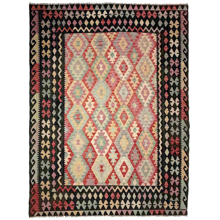 Afghan Vegetable Kilim Rug 6' 8" x 9' 5" Flat-Weave
