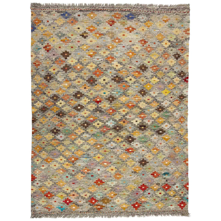 Afghan Vegetable Kilim Rug 4' 11" x 6' 7" Flat-Weave