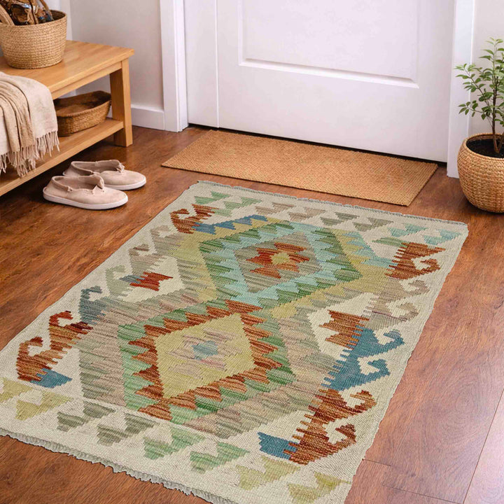Afghan Vegetable Kilim Rug 1' 11" x 3' 2" Flat-Weave view