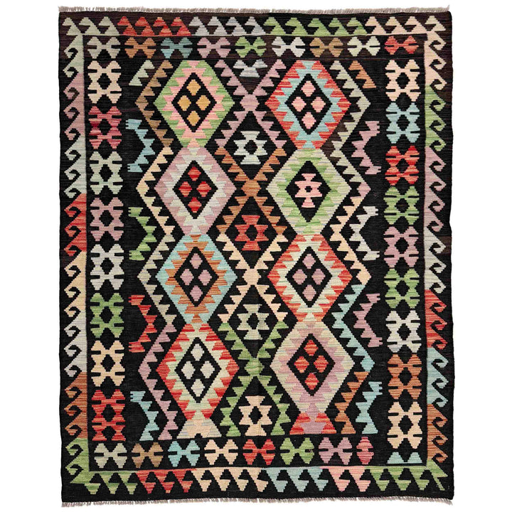 Afghan Vegetable Kilim Rug 4'11" x 6'4" Flat-Weave