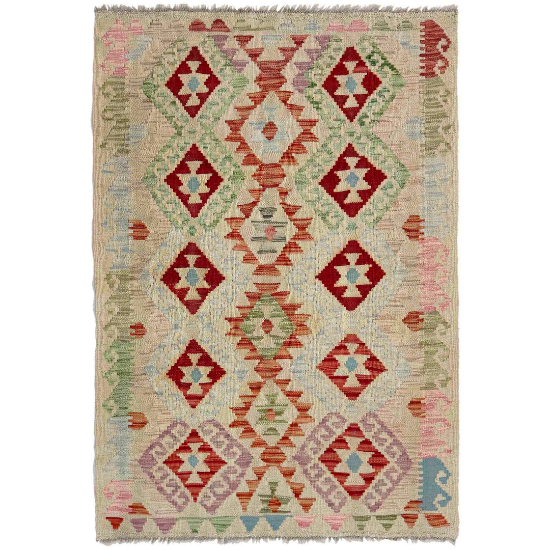 Afghan Vegetable Kilim Rug 2' 11" x 4' 5" Flat-Weave
