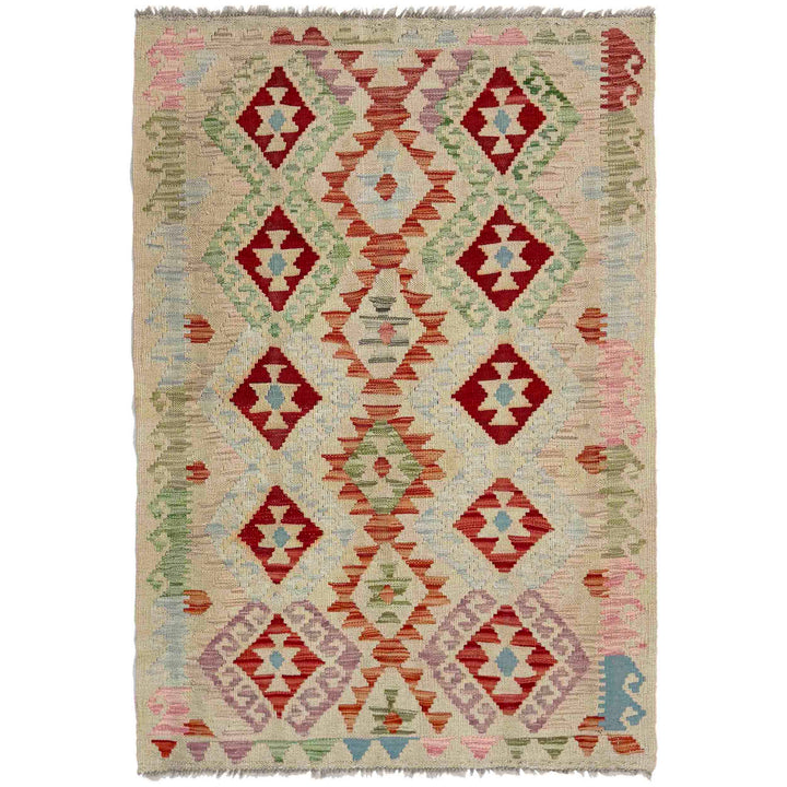 Afghan Vegetable Kilim Rug 2' 11" x 4' 5" Flat-Weave