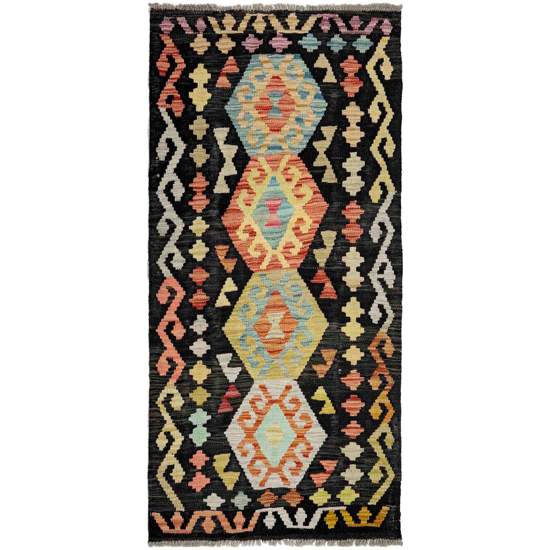 Afghan Vegetable Kilim Rug 2' 4" x 4' 7" Flat-Weave
