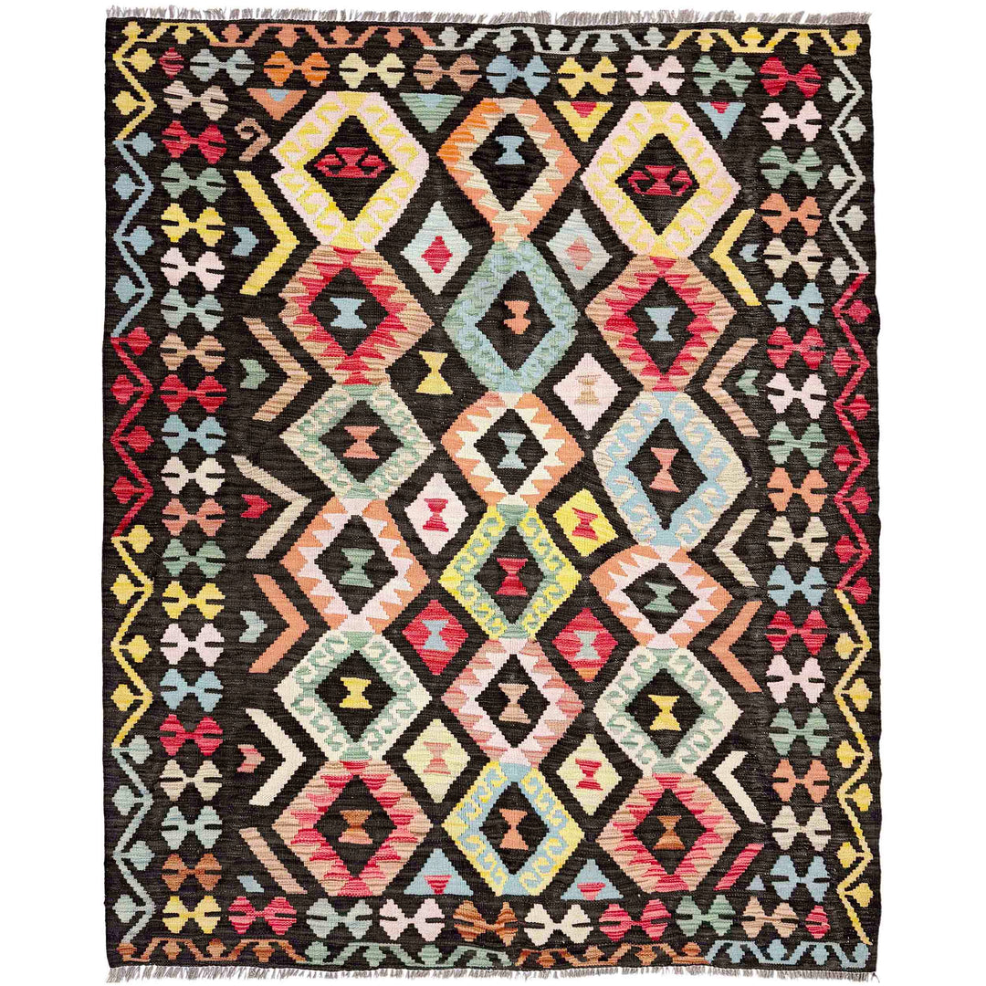 Afghan Vegetable Kilim Rug 5' 2" x 6' 6" Flat-Weave