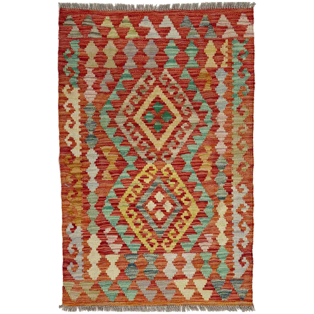 Afghan Vegetable Kilim Rug 2' 0" x 3' 1" Flat-Weave