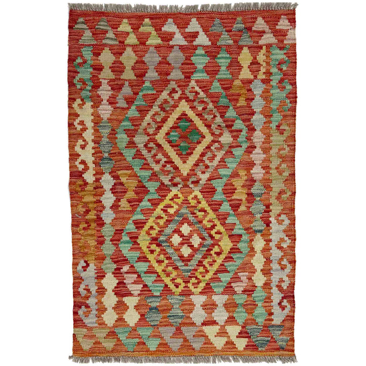 Afghan Vegetable Kilim Rug 2' 0" x 3' 1" Flat-Weave
