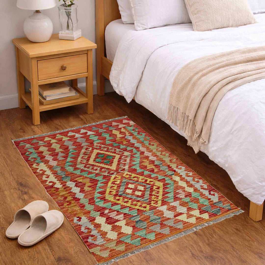 Afghan Vegetable Kilim Rug 2' 0" x 3' 1" Flat-Weave view