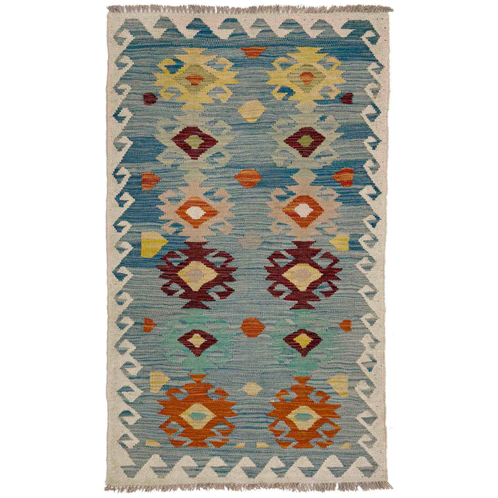 Afghan Vegetable Kilim Rug 2' 7" x 4' 9" Flat-Weave