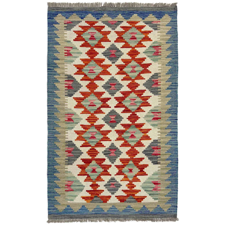 Afghan Vegetable Kilim Rug 2' 7" x 4' 3" Flat-Weave