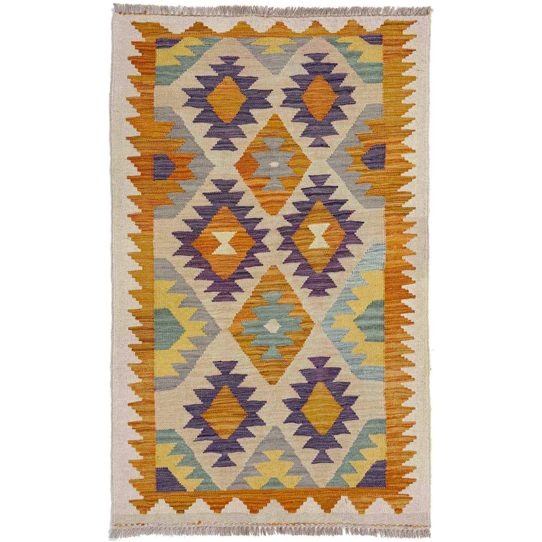 Afghan Vegetable Kilim Rug 2' 9" x 4' 9" Flat-Weave