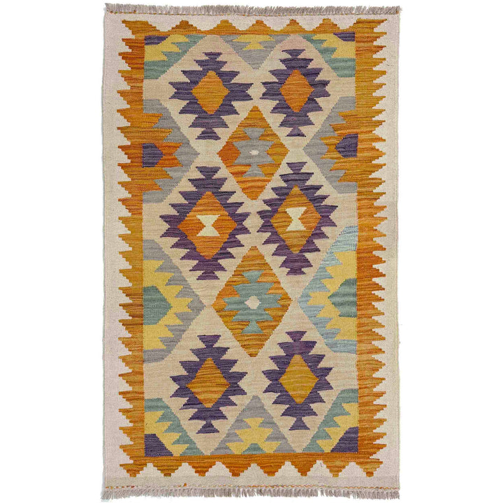 Afghan Vegetable Kilim Rug 2' 9" x 4' 9" Flat-Weave