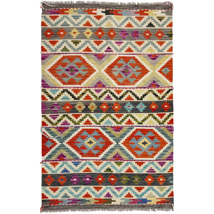 Afghan Vegetable Kilim Rug 3' 3" x 5' 1" Flat-Weave