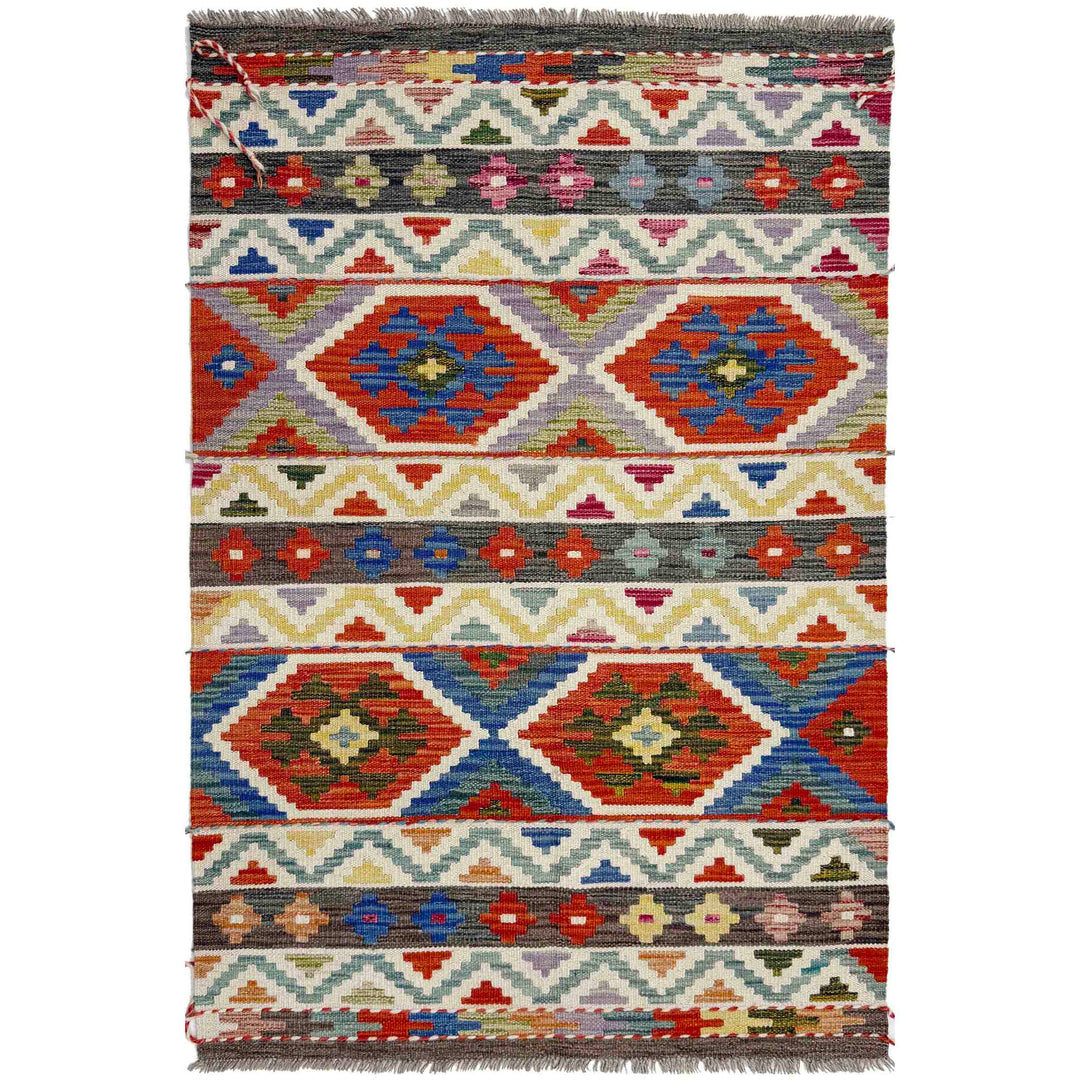 Afghan Vegetable Kilim Rug 3' 3" x 5' 2" Flat-Weave