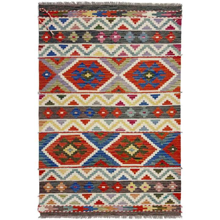 Afghan Vegetable Kilim Rug 3' 3" x 5' 2" Flat-Weave