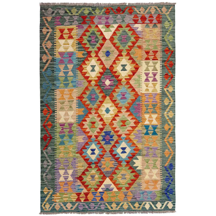 Afghan Vegetable Kilim Rug 4' 1" x 6' 8" Flat-Weave