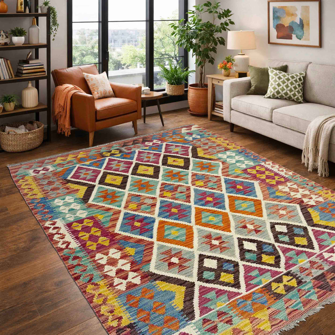 Small Size Chobi Kilim 4' 2" x 5' 9" - No. AL423342