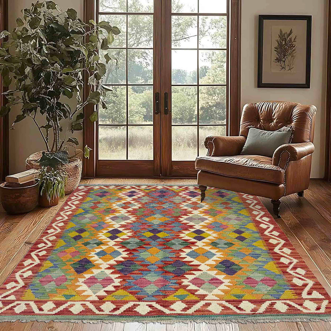 Hand Knotted Flatweave Kilim 4' 2" x 6' 0" - No. AL408120