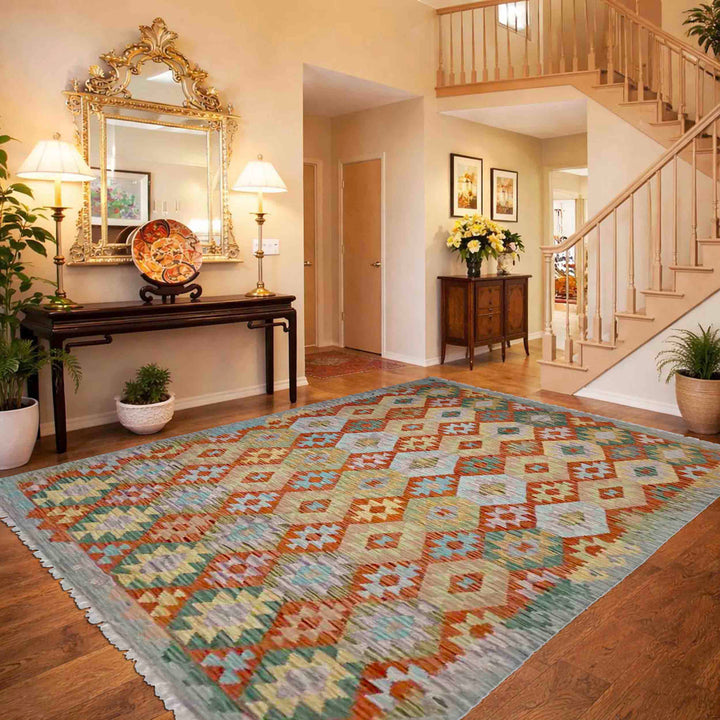Hand Woven Wool Kelim 5' 7" x 8' 0" - No. AL472575