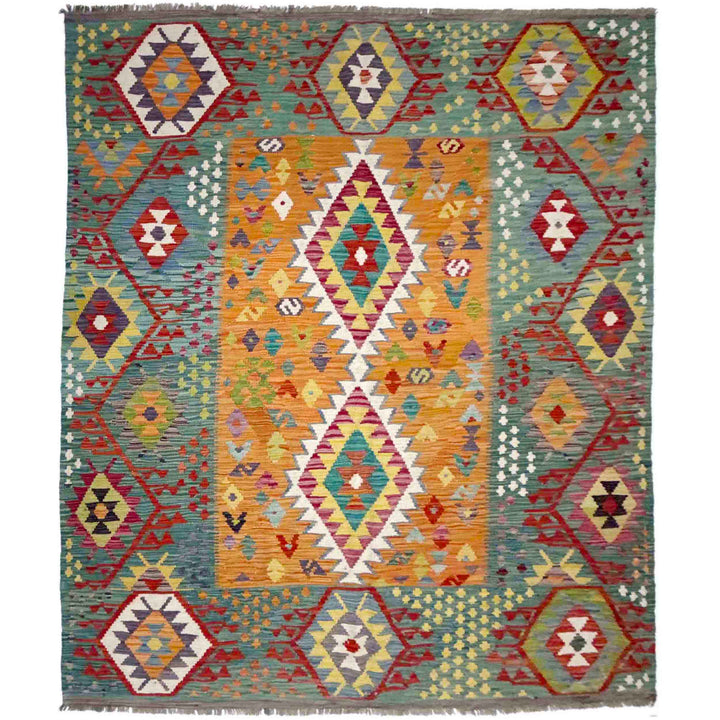 Hand Knotted Flatweave Kilim 6' 2" x 7' 11" - No. AL920043